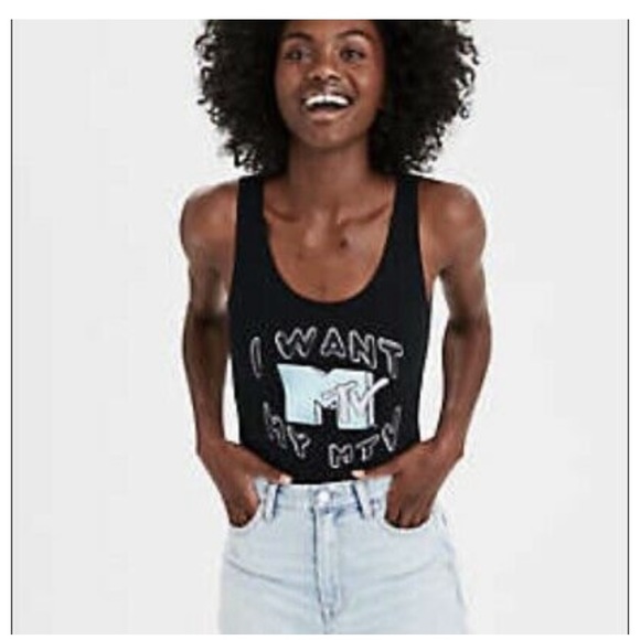 NWOT AE x MTV 90s Black Tank Sleeveless Bodysuit - Picture 6 of 6